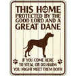 This Home Protected By A Great Dane Parking Sign Metal Novelty 9" x 12" (P)