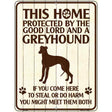 This Home Protected By A Greyhound Parking Sign Metal Novelty 9" x 12" (P)