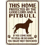 This Home Protected By A Pitbull Parking Sign Metal Novelty 9" x 12" (P)