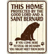 This Home Protected By A Saint Bernard Parking Sign Metal Novelty 9" x 12" (P)