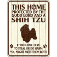 This Home Protected By A Shih Tzu Parking Sign Metal Novelty 9" x 12" (P)