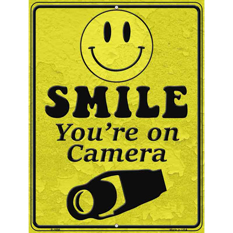 Smile Youre On Camera Parking Sign Metal Novelty 9" x 12" (P)