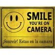 Smile Youre On Camera -Sonreir Estas En La Camera Parking Sign Metal Novelty 9" x 12" (P)