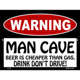 Man Cave Beer Cheaper Than Gas Metal Novelty Parking Sign 9" x 12" (P)