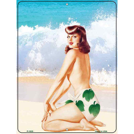 Girl On Beach Vintage Pinup Parking Sign 9" x 12" (P)