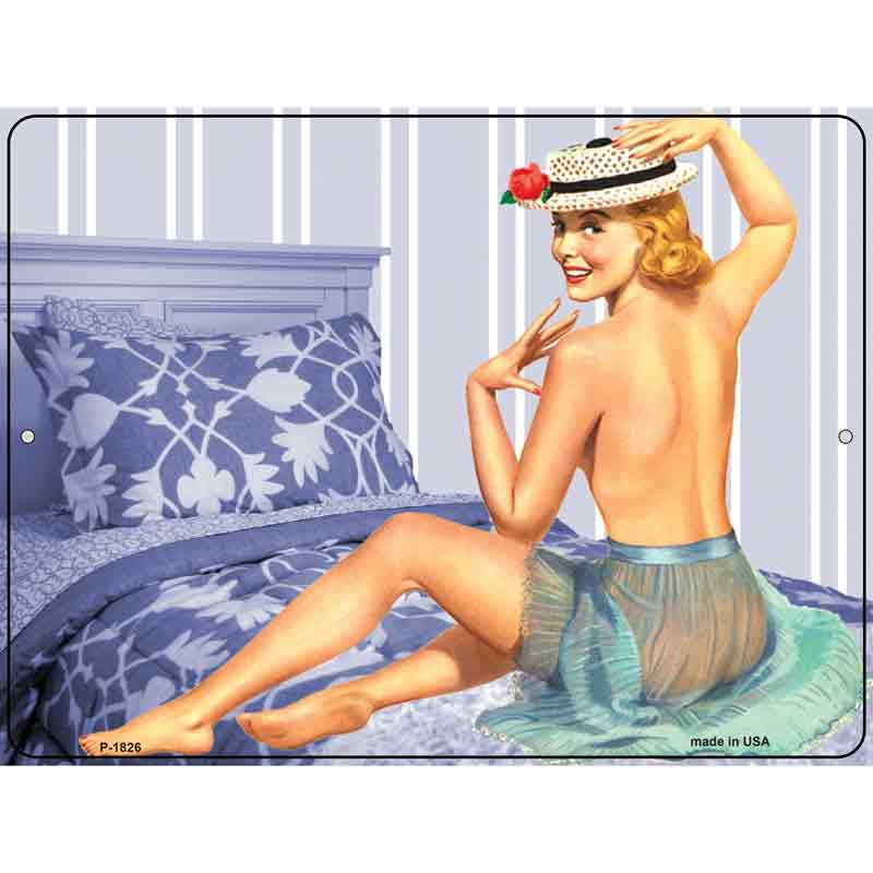 Girl On Bed Vintage Pinup Parking Sign 9" x 12" (P)