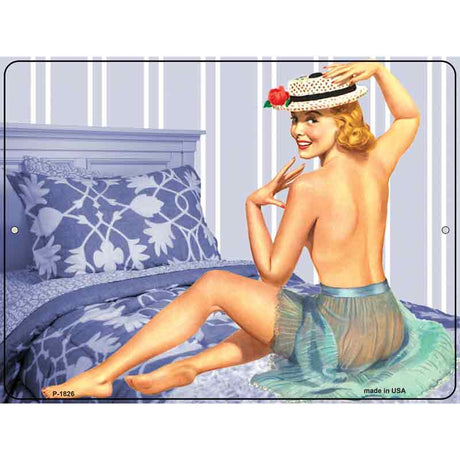 Girl On Bed Vintage Pinup Parking Sign 9" x 12" (P)