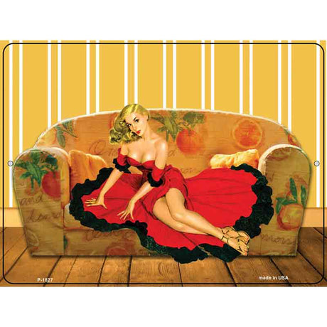 Girl On Couch Vintage Pinup Parking Sign 9" x 12" (P)