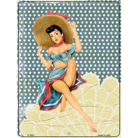 Girl With Big Hat Vintage Pinup Parking Sign 9" x 12" (P)