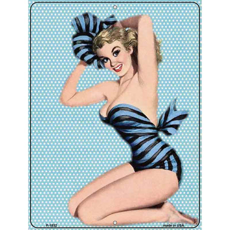 Striped Bathing Suit Girl Vintage Pinup Parking Sign 9" x 12" (P)