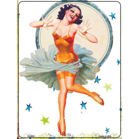 Girl With Orange Body Suit Vintage Pinup Parking Sign 9" x 12" (P)