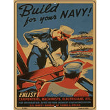 Build Your Navy Vintage Poster Parking Sign 9" x 12" (P)