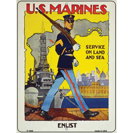 US Marines Vintage Poster Parking Sign 9" x 12" (P)