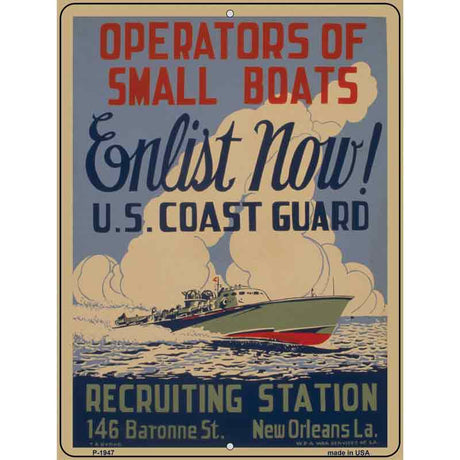 Enlist Now Coast Guard Vintage Poster Parking Sign 9" x 12" (P)