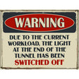 Warning Current Workload Novelty Metal Parking Sign 9" x 12" (P)