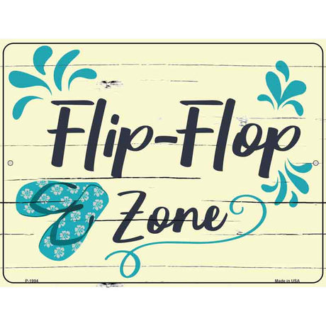 Flip Flop Zone Blue Novelty Metal Parking Sign 9" x 12" (P)