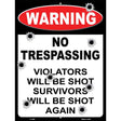 Warning No Trespassing Bullet Holes Wholesale Novelty Metal Parking Sign