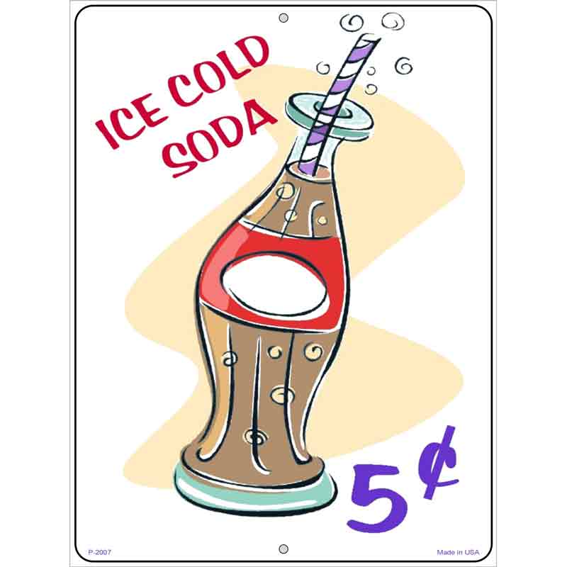 Ice Cold Soda Metal Novelty Parking Sign 9" x 12" (P)