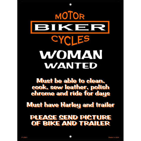 Woman Wanted Metal Novelty Parking Sign 9" x 12" (P)