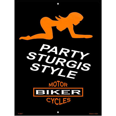 Party Sturgis Style Metal Novelty Parking Sign 9" x 12" (P)