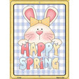 Happy Spring Blue Plaid Metal Novelty Parking Sign 9" x 12" (P)