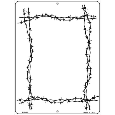 Black Barbed Wire Border Metal Novelty Parking Sign 9" x 12" (P)