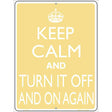 Keep Calm Turn It Off And On Again Metal Novelty Parking Sign 9" x 12" (P)