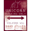 Unicorn Parking Pink Novelty Metal Parking Sign 9" x 12" (P)