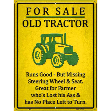 For Sale Old Tractor Novelty Metal Parking Sign 9" x 12" (P)