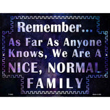 Nice Normal Family Novelty Metal Parking Sign 9" x 12" (P)