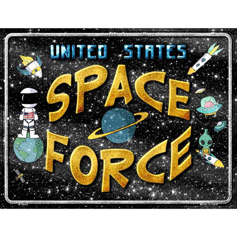 US Space Force Novelty Metal Parking Sign 9" x 12" (P)