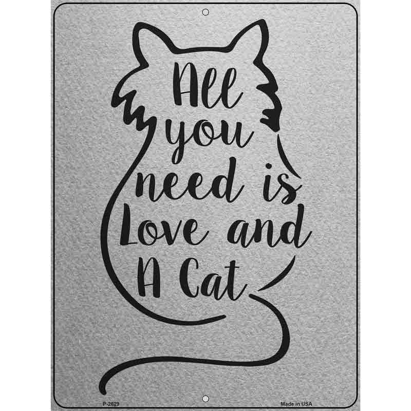 Love And A Cat Novelty Metal Parking Sign 9" x 12" (P)