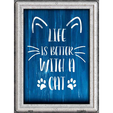 Better With A Cat Novelty Metal Parking Sign 9" x 12" (P)