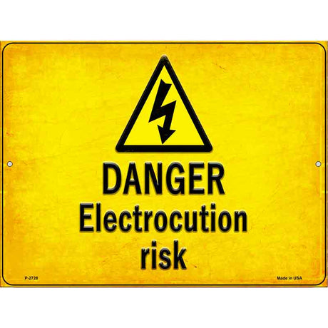 Danger Electrocution Risk Novelty Metal Parking Sign 9" x 12" (P)