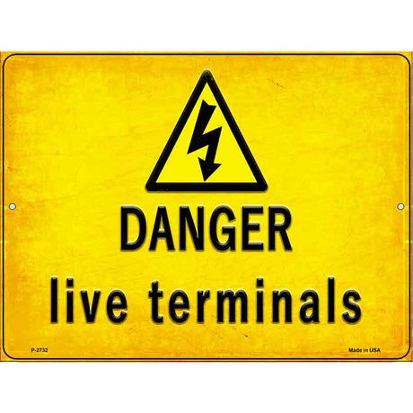 Danger Live Terminals Novelty Metal Parking Sign 9" x 12" (P)