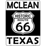 McLean Texas Historic Route 66 Novelty Metal Parking Sign 9" x 12" (P)