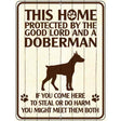 This Home Protected By A Doberman Parking Sign Metal Novelty 9" x 12" (P)