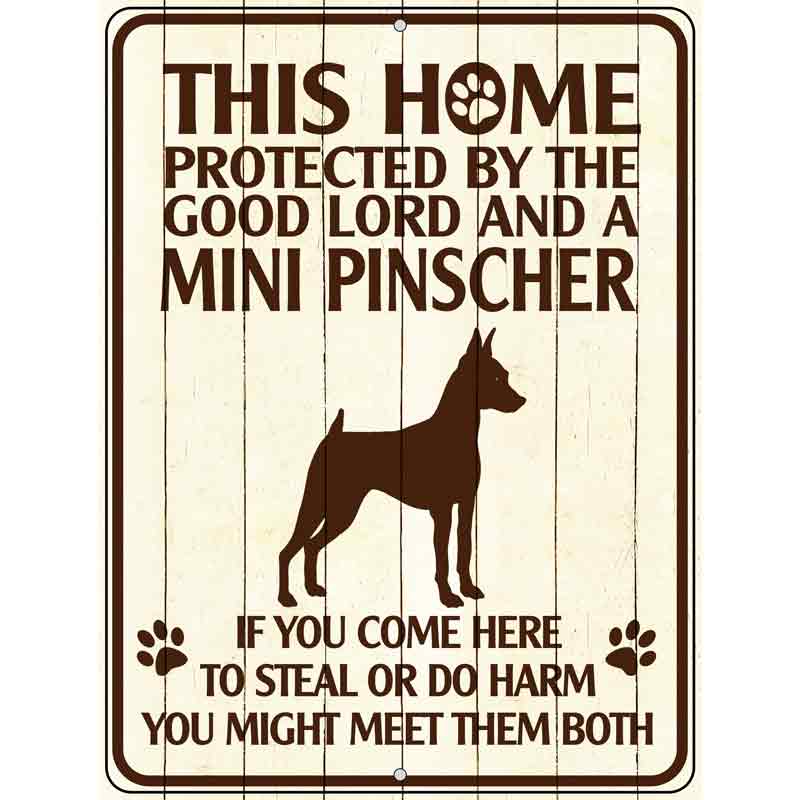 This Home Protected By A Pinscher Parking Sign Metal Novelty 9" x 12" (P)