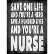 Nurses Save a Life Novelty Metal Parking Sign 9" x 12" (P)