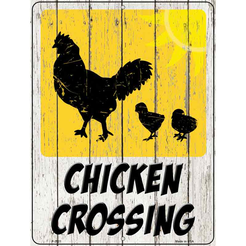 Chicken Crossing Novelty Metal Parking Sign 9" x 12" (P)