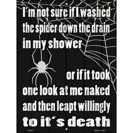 Spider Down the Drain Novelty Metal Parking Sign 9" x 12" (P)