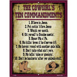 Cowgirls Ten Commandments Vertical Metal Novelty Parking Sign 9" x 12" (P)