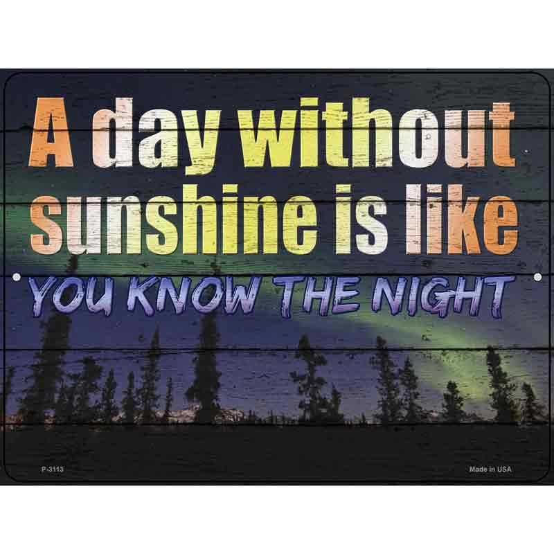 A Day Without Sunshine Is Like Novelty Metal Parking Sign 9" x 12" (P)