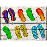 Flip Flops On Wood Novelty Metal Parking Sign 9" x 12" (P)