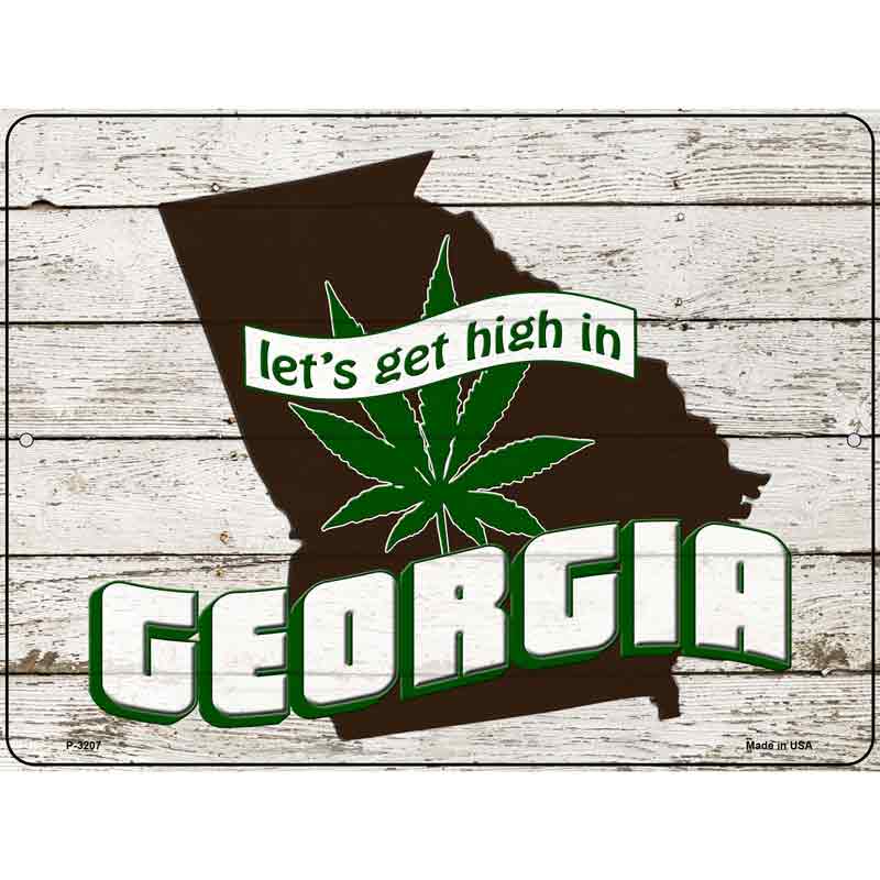 Get High In Georgia Novelty Metal Parking Sign 9" x 12" (P)