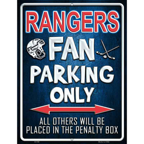 Rangers Metal Novelty Parking Sign 9" x 12" (P)