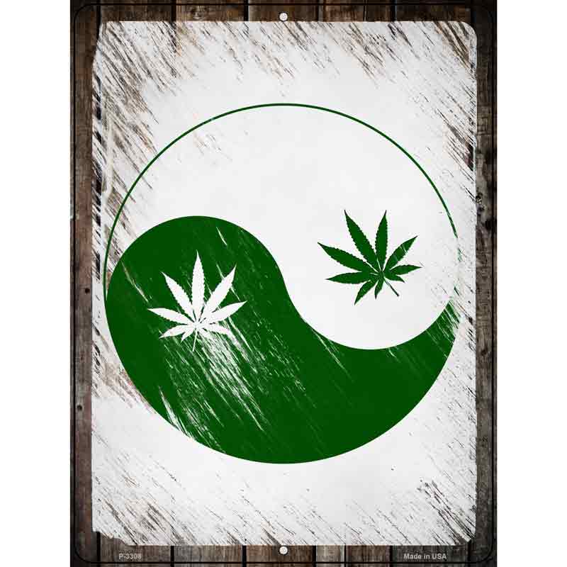 Yin Yang Weed Novelty Metal Parking Sign 9" x 12" (P)