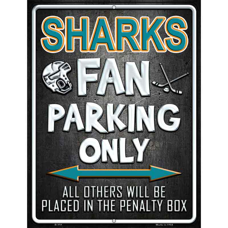 Sharks Metal Novelty Parking Sign 9" x 12" (P)