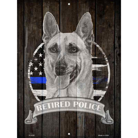 Retired Police K9 Novelty Metal Parking Sign 9" x 12" (P)