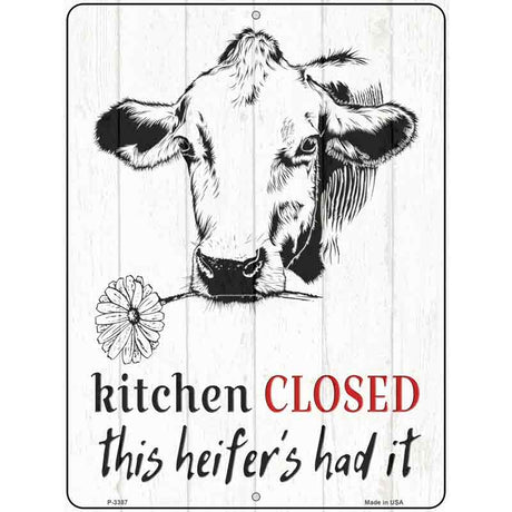 Closed This Heifers Had It Novelty Metal Parking Sign 9" x 12" (P)